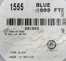 Alpha Wire 1555 18awg Tinned Copper Hook Up Wire 1kV 80C MIL-W-76B Blue /100ft