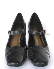 Naturalizer Women's Black Leather Mary Jane Pumps Heels Shoes Size 9 1/2M