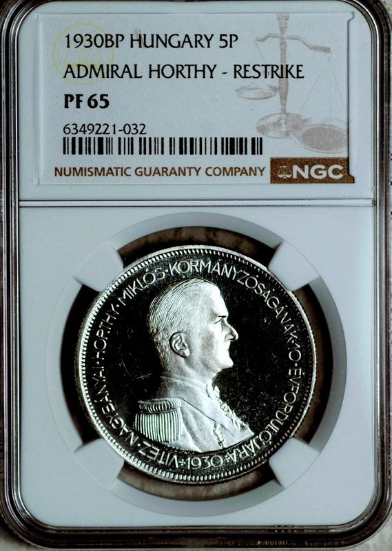 NGC PF-65 HUNGARY SILVER 5 PENGO 1930 (ADMIRAL HORTHY) RESTRIKE - Image 2 of 4