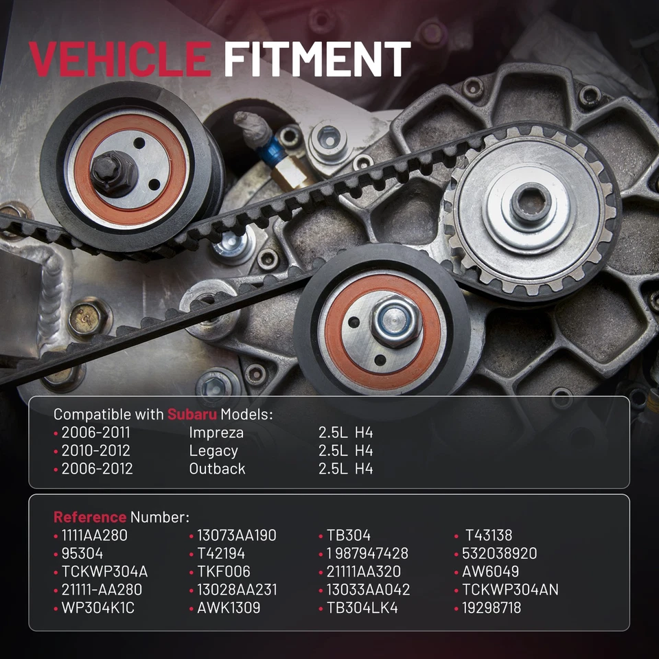 OEM Timing Belt Kit w/Water Pump For Subaru Outback 2006-2012 2.5L H4 1111AA280 - Imagem 2 de 4