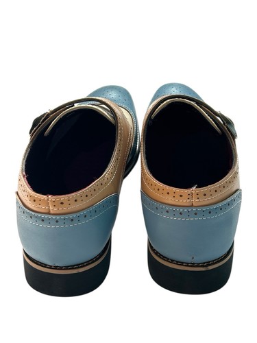 Men's Size 8 Casual Monk Strap Dress Shoes Soft Blue - Picture 3 of 6