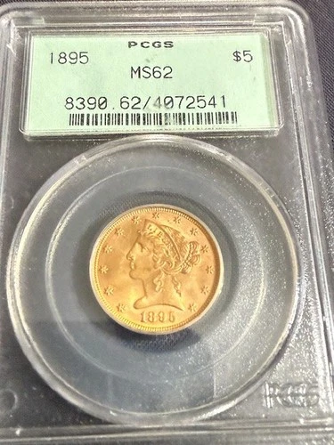 1895 Liberty Gold Half Eagle $5 PCGS MS62 U.S Coin Pre-1933      NO RETURNS