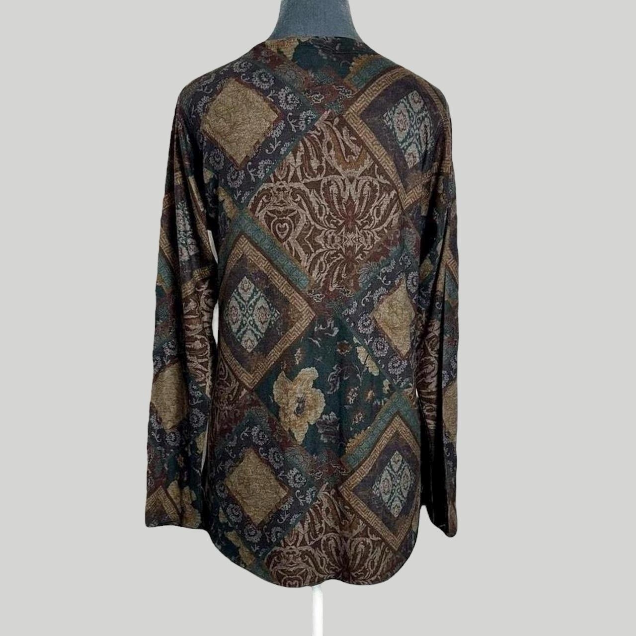 2000s Orvis Med Patchwork Tapestry Pattern Long S… - image 6