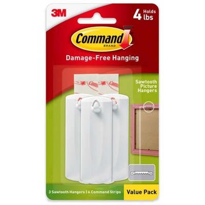 Command Strips 17042 Command  Sawtooth Picture Hooks 3 Count (Pack Of 4)