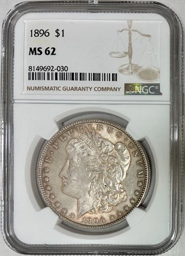 1896 Morgan Silver Dollar, NGC MS-62, Nicely Toned