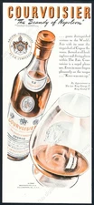 1939 Courvoisier cognac brandy bottle snifter art vintage print ad