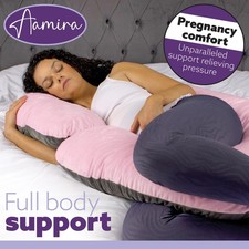 Image of Pregnancy Pillow 140x65cm Memory Foam Full Body Support Pink & Grey Maternity