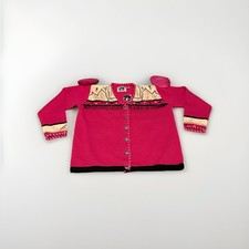 Vtg Handknits By Storybook Knits Pink Button Up Sweater Sz Medium NWT A32