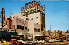 Postcard Mexico Tijuana Street Scene Four Roses Whiskey Sign Cars