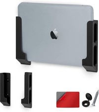 BRAINWAVZ Wall Mount Laptop Holder with Adhesive  Screw in, Black