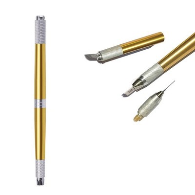 Tattoo Stift Augenbrauenfarbe Microblading 3 Köpfe Manuelles Werkzeug Golden