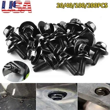 Car Body Bolts Screw Fastener Fender M6-1.0x 16mm Long-10mm Hex-17mm Washer Bolt
