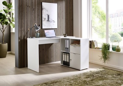 Mini Eckschreibtisch Homeoffice abschließbar Kommode in 7 Farben platzsparend