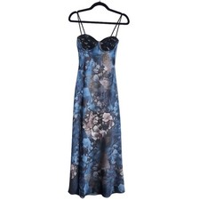 Princess Polly Satin Slip Dress XS Floral Lace Bustier Sweetheart Neckline Darsy