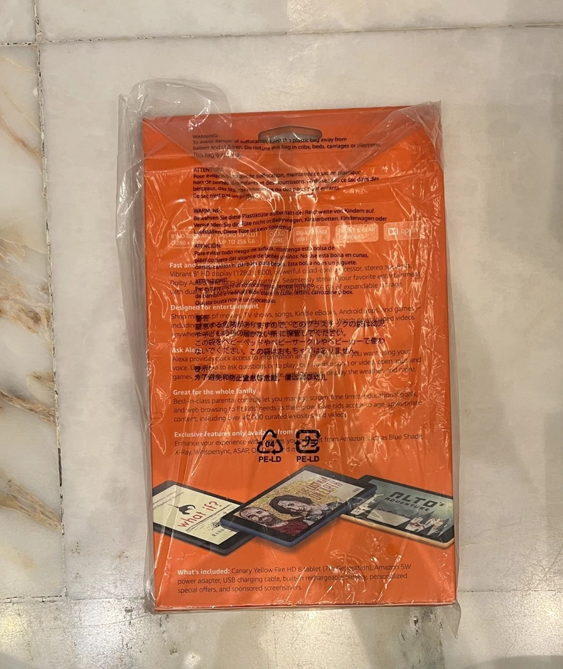 Amazon Fire HD 8 7th Generation 16GB Wi-Fi 8 inch Tablet yellow NEW SEALED - Image 2 of 2