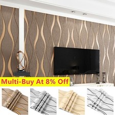 3D Embossed Wave Wallpaper Not Self-adhesive Non-woven Living Room Wall Decor UK