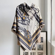 New Quality 30 Silk 70 Wool Hand Rolled Edges Print Two Face Shawl Scarf 53  -