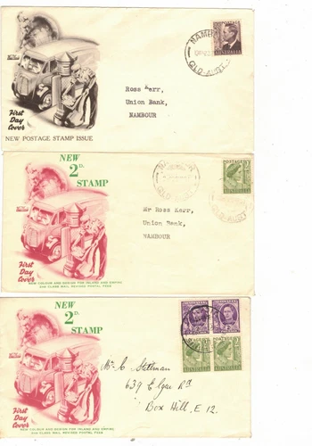 Australia 1950/52 Group of FDCs,cds  NAMBOUR Qld  (3 Covers)