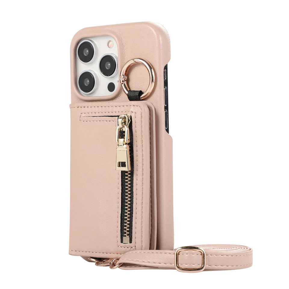 Cross body shoulder belt back flip wallet leather case kickstand card holder - Image 3 of 4