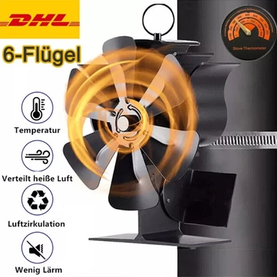SALANGAE 6-Flügel Kaminofen Stromloser Stove Fan Ventilator Gebläse Kaminrohr Herd Lüfter