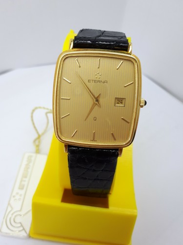 GENTS ETERNA QUARTZ SOLID GOLD 18K WRIST WATCH SWISS MEN'S VTG NOS ELEGANCE  #2 | eBay