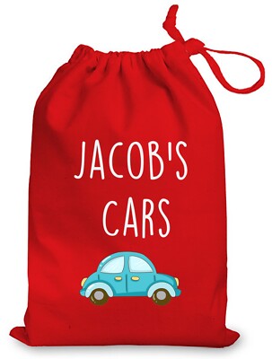 Personalised Toy Cars Vehicles Travel Red Drawstring Bag UK