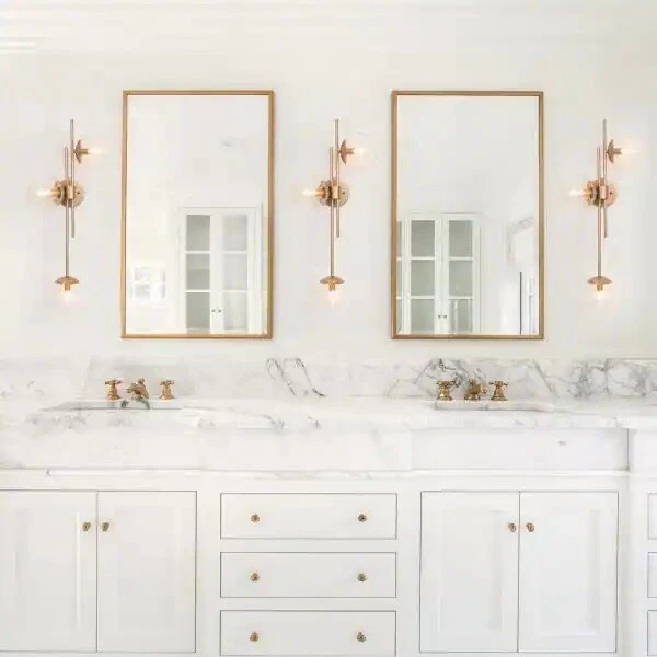 Modern 3-Light Linear Black Gold Bathroom Vanity Light Industrial