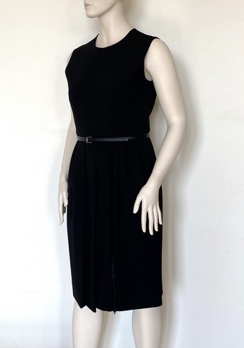 MAX MARA, Black Dress with LEATHER Belt, Size 14 US, 16 GB, 44 DE, 48 IT - Picture 8 of 16