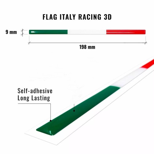 1x 3D Resin Italian Flag For Car license plate Stickers Fiat Abarth 500 595 - Picture 2 of 2