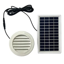 3W Solar Exhaust Wall Ventilator Fan 68CFM 100mm Duct Dia. For Shed Pet House