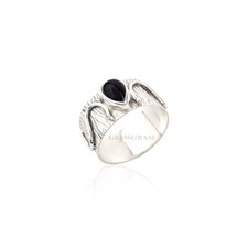 Gemsgram 925 Sterling Silver Black Onyx Ring Spinner Women's Designer Jewelry
