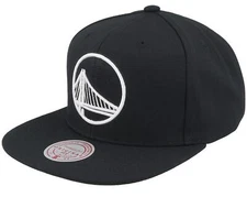 Mens Mitchell & Ness NBA EVERGREEN BLACK WHITE SNAPBACK WARRIORS
