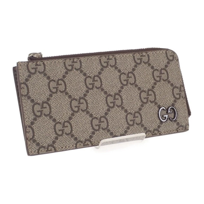 Étui à cartes zippé GUCCI GG GG toile suprême beige et ébène homme femme TGIS