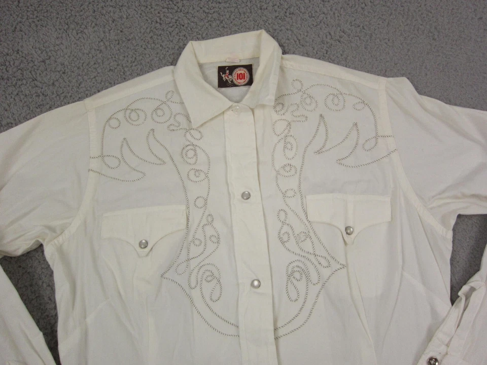 Camisa Vintage 101 One O One Mujer Talla 36 Blanca Western Snap Años 60 70 Damas Foto 2 de 4