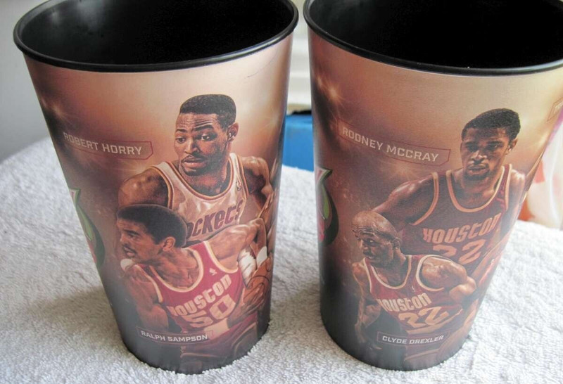 (2) 2016 - 2017 Houston Rockets Souvenir Cups Large Stadium Tumblers Holographic