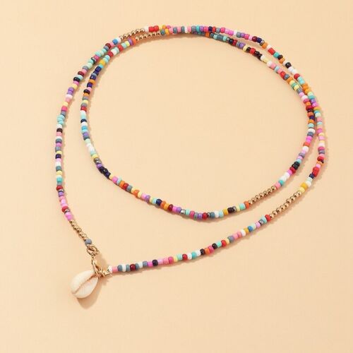 Long Choker Bead Shell New Colourful Charm Necklace Retro Boho Sea Beach - Picture 1 of 10
