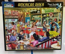 White Mountain "American Diner" 1000 Piece Jigsaw Puzzle 100 Complete 2018