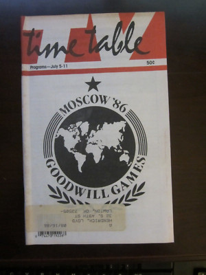 TV Guide Time Table Regional Magazine July 1986 Moscow Goodwill Games