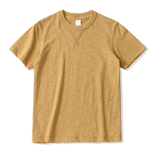 Men's Retro Heavyweight Us Slub Cotton Gusset Tubular Short Sleeve T-Shirt - Picture 8 of 30