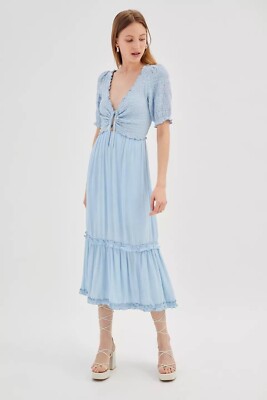 New Urban Outfitters Picnic Time MIDI Dress Medium BLUE
