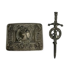 Men's Scottish Antique Stage Head Kilt Pin and Buckle