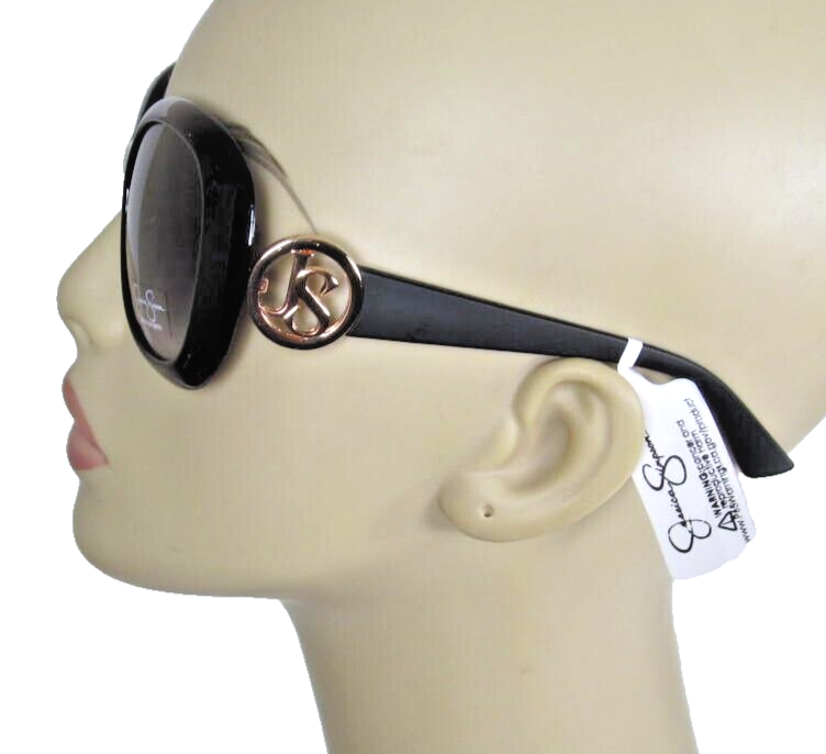 JESSICA SIMPSON Black Oversized Oval Sunglasses Gold Cutout  display picture 1