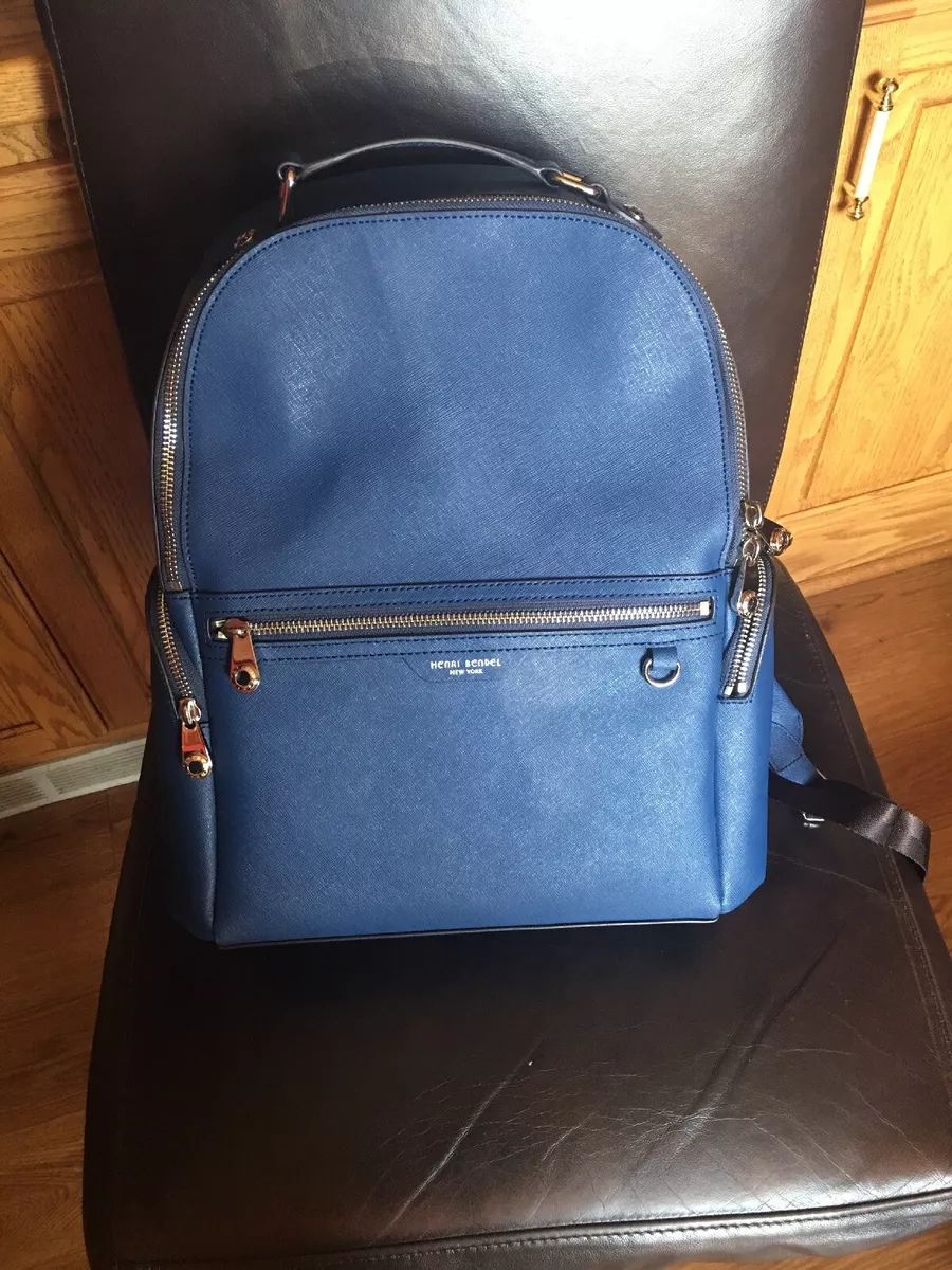 Henri Bendel West 57th Leather Travel Backpack Large NWT Ensign Blue
