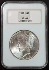 1923 PEACE SILVER DOLLAR . NGC CERTIFIED MS64. GOOD STRIKE.