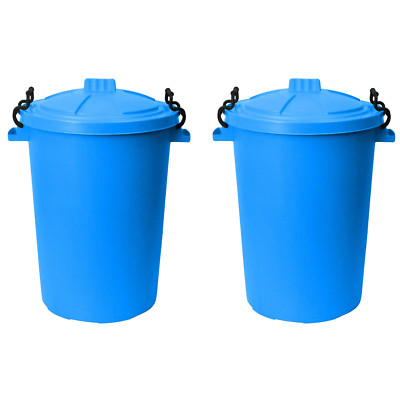 2 x 50L Mülleimer Clipverschluss Deckel & Griff Pferdefutter Aufbewahrung Mülleimer - Himmelblau