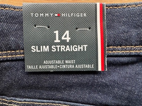 TOMMY HILFIGER 14 Y JEANS DENIM ADJUSTABLE WAIST STRETCH SLIM STRAIGHT LEG NEW - Picture 5 of 7