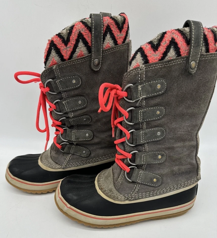 Botas impermeables Sorel Joan of Arctic Knit Premium II para mujer rosa y gris talla 7 Foto 4 de 4