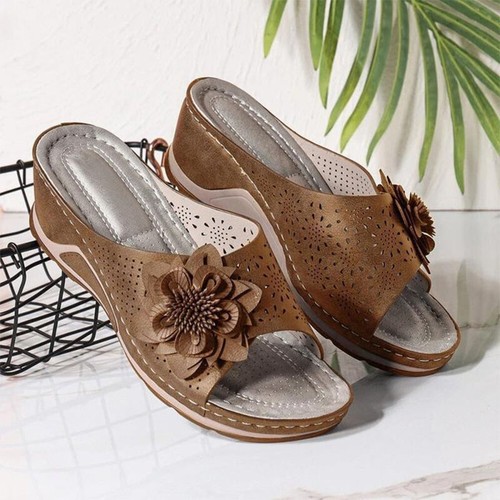 Women Hollow Slippers Wedge Casual Shoes Open Toe Non-Slip Mules Sandals Slip On - Picture 53 of 69