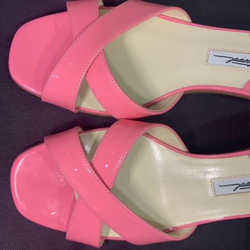 NiB BRIAN ATWOOD Capri Pink Patent Leather Sandals Kitten Heels Size 37 - US 7 - Picture 6 of 12
