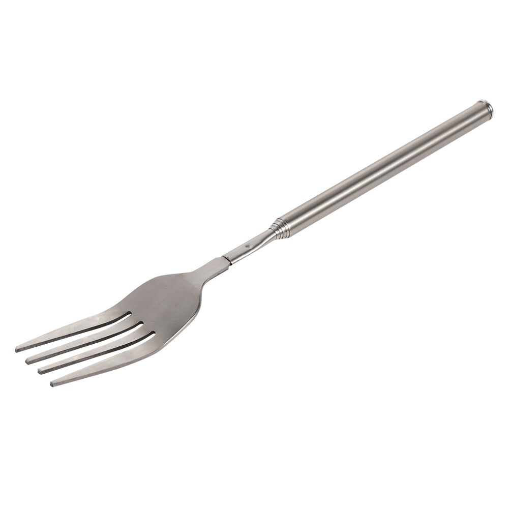 BBQ Telescopic Extendable Fruit Dessert Long Handle Fork Stainless Steel Cutlery